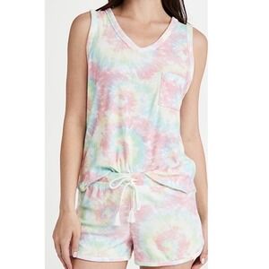 Emerson Road Womens Pastel Tie Dye Pajama Set Tank Shorts Size M NWT